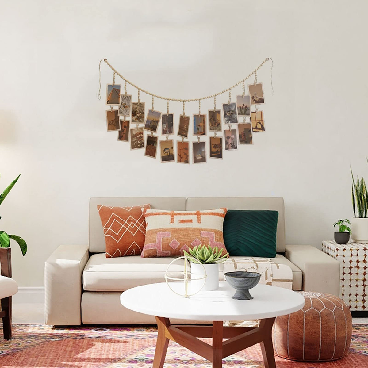 Wooden Beads Photo Garland for Wall Display