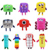 A set of colorful plush dolls shaped like numbers 1 through 10 for children and collectors