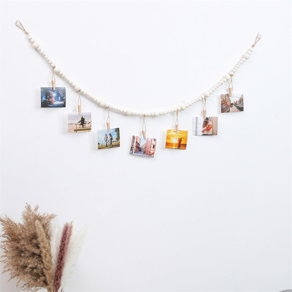 Wooden Beads Photo Garland for Wall Display