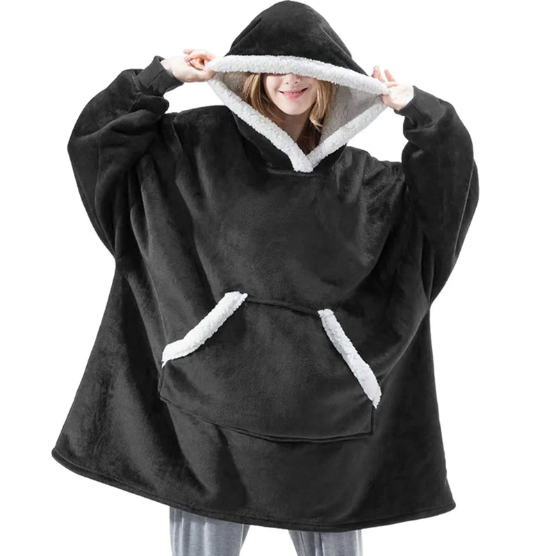 Oversized Flannel & Sherpa Blanket Hoodie