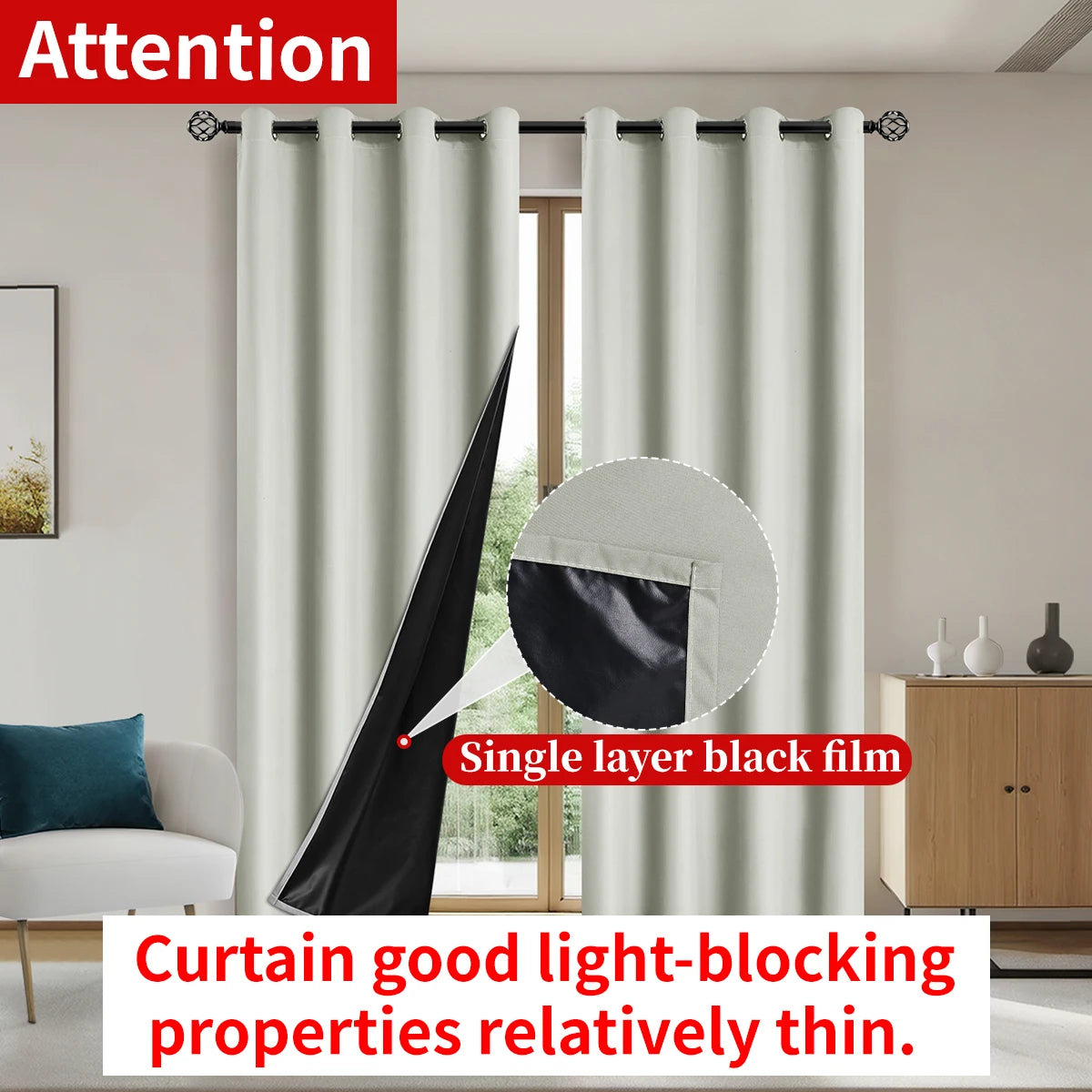 100% Blackout Solid Color Curtains for Bedroom and Living Room