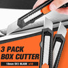 3-Pack Retractable Utility Knife Set with 10 Replacement Blades