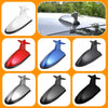 Various styles of Shark Fin car antenna signal boosters in black, red, blue, and silver.