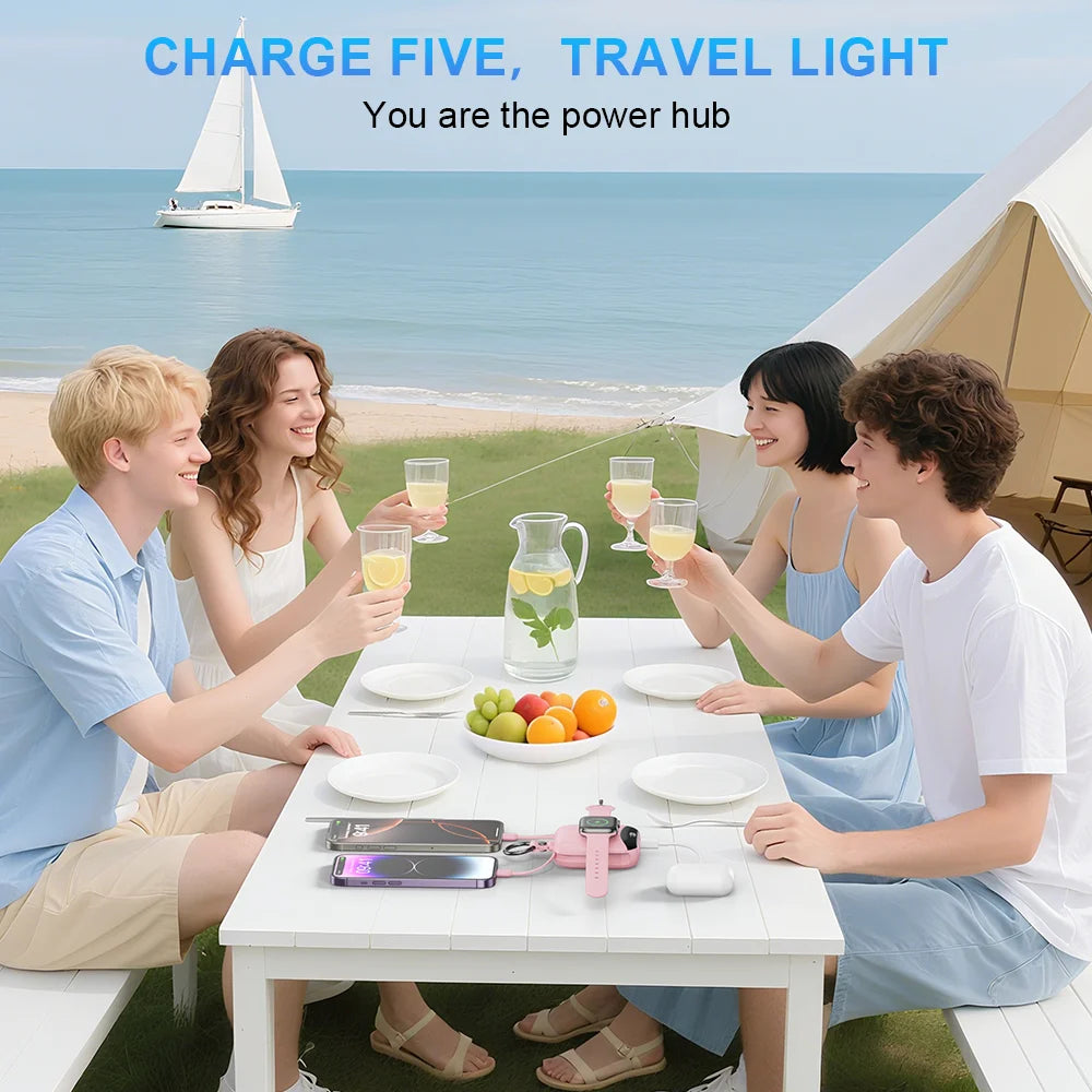 4-in-1 Fast Charging Power Bank with Built-In Cables and LED Display
