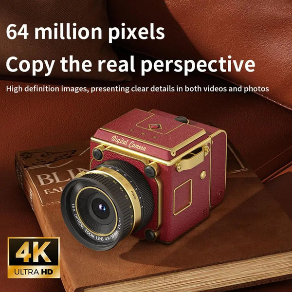 Retro-Inspired Digital Camera with 16x Digital Zoom