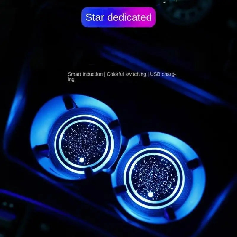 LED Light-Up Car Cup Coasters with Motion-Activated Glow