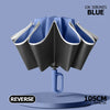 Auto Reverse-Folding Umbrella with Reflective Stripe & Carabiner Handle