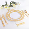 Elegant White Disposable Dinner Plates with Silver Lace Design