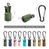 A set of silicone squid hook protectors in various colors and sizes with attached carabiners.