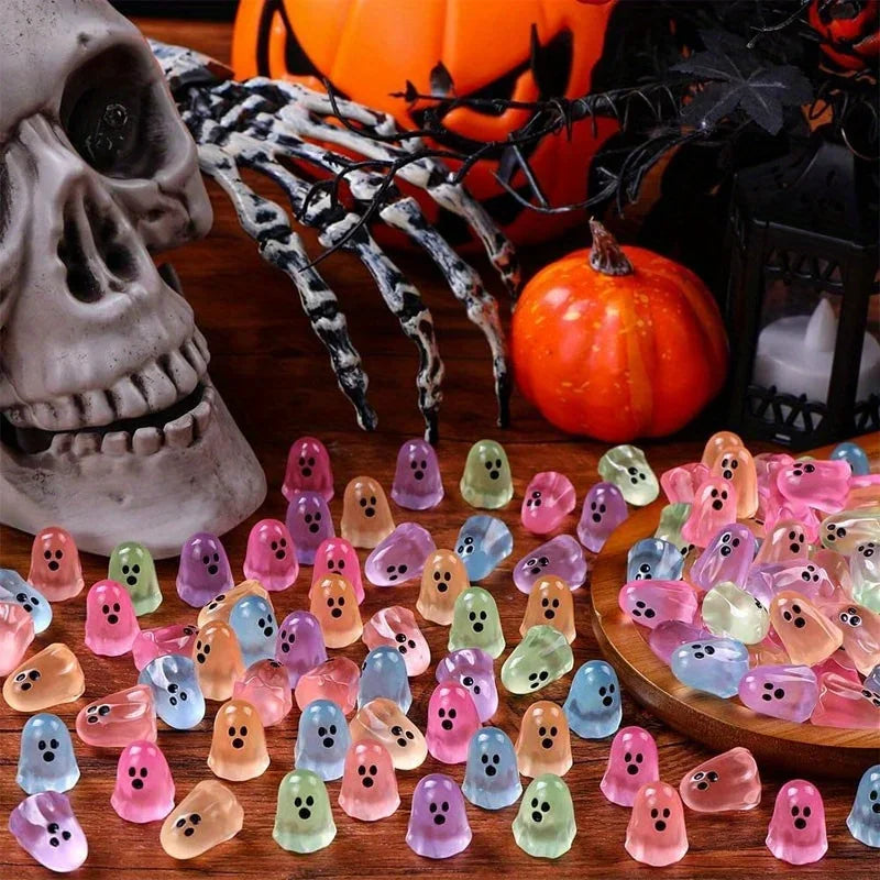 Set of 50 Glow-in-the-Dark Resin Ghost Figurines