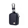 Black PU leather protective case for earbuds with an anti-lost hook.