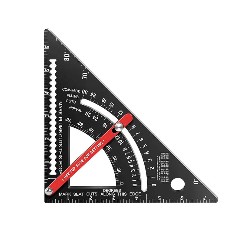 7.5-Inch Adjustable Aluminum Alloy Triangle Ruler with Protractor