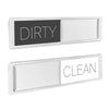 A pair of magnetic signs labeled DIRTY in black and CLEAN in white for use on dishwashers or refrigerators.