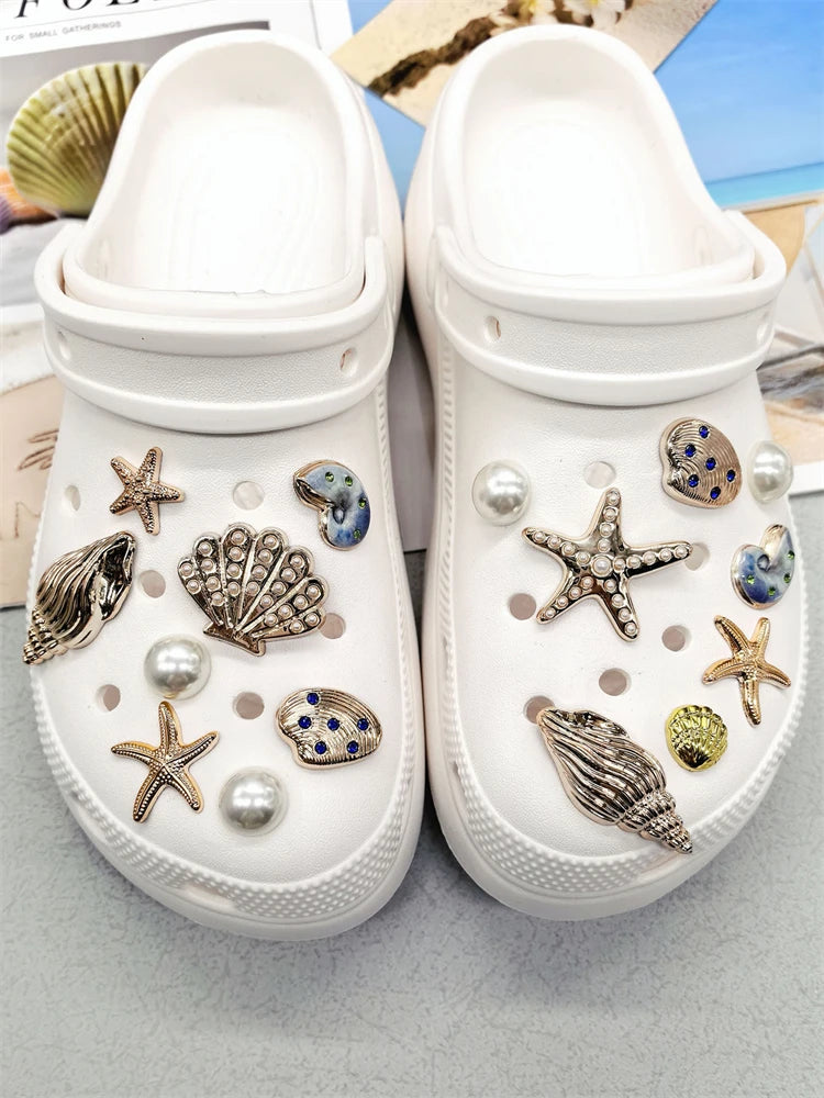 Beach-Themed Shoe Charms Set - 16 Pieces