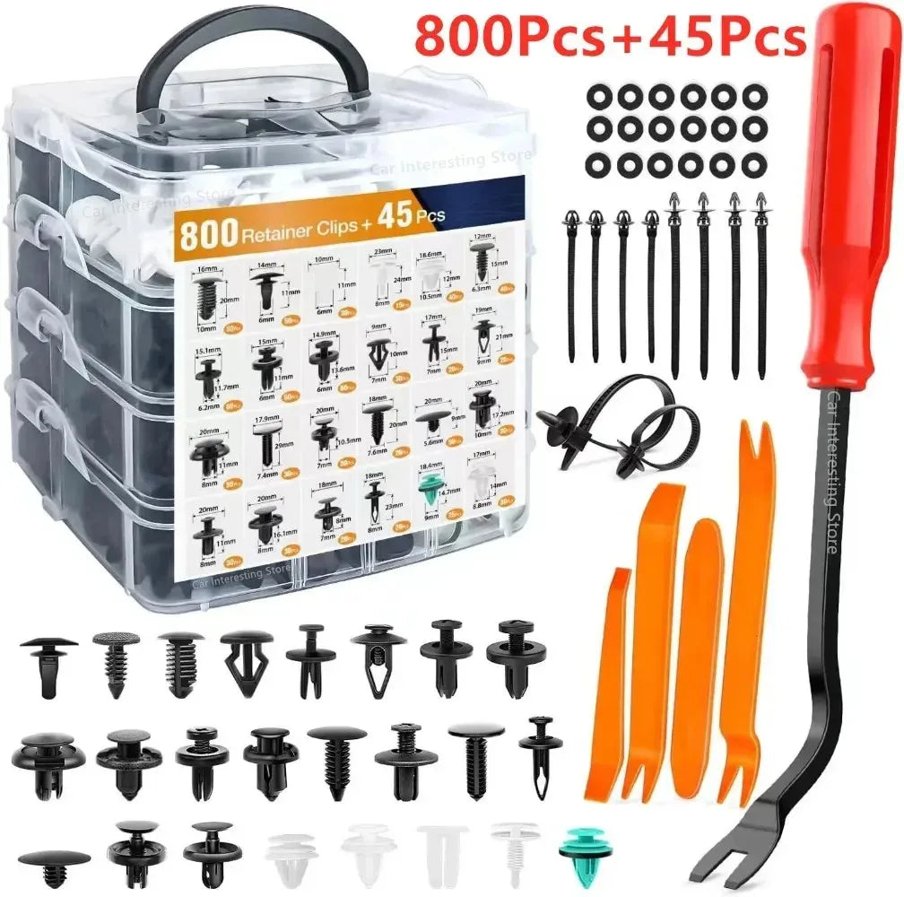 Universal Auto Trim Clip Assortment Kit – Plastic Push Rivets & Fasteners