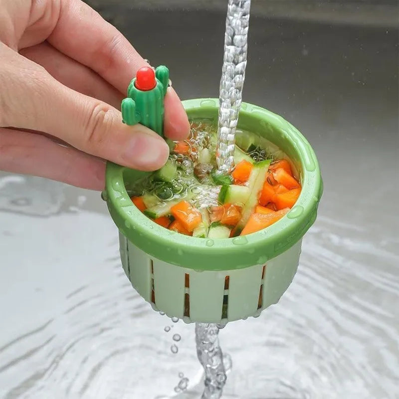 Cactus-Design Kitchen Sink Strainer with Press-to-Empty Basket