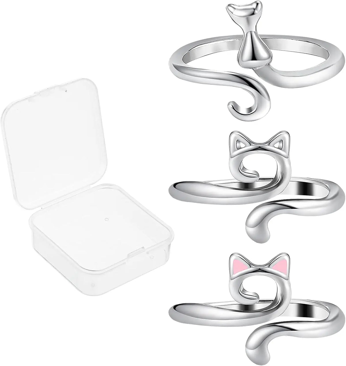 Cat-Themed Crochet Ring Set (3 Pieces)