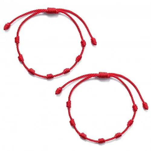 Hand-Woven Red Friendship Bracelet Set