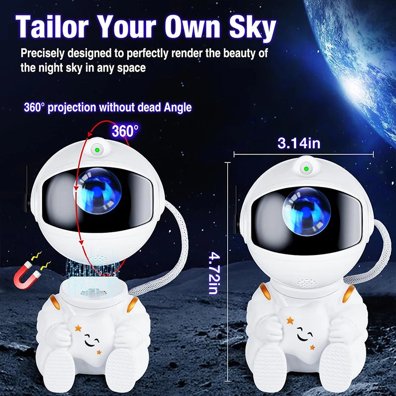 White Astronaut Star Projector Night Light