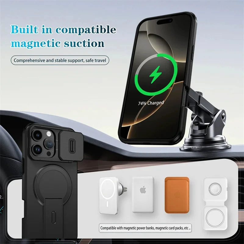Funda para Teléfono con Soporte Magnético y Protección de Lente