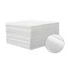 A stack of white disposable bed sheets with a perforated texture shown next to the product.