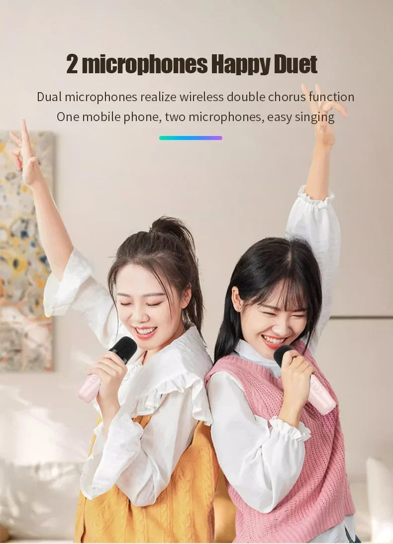 Compact Karaoke Speaker with Dual Microphones