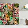 Mandala Boho Shower Curtain with Floral Print