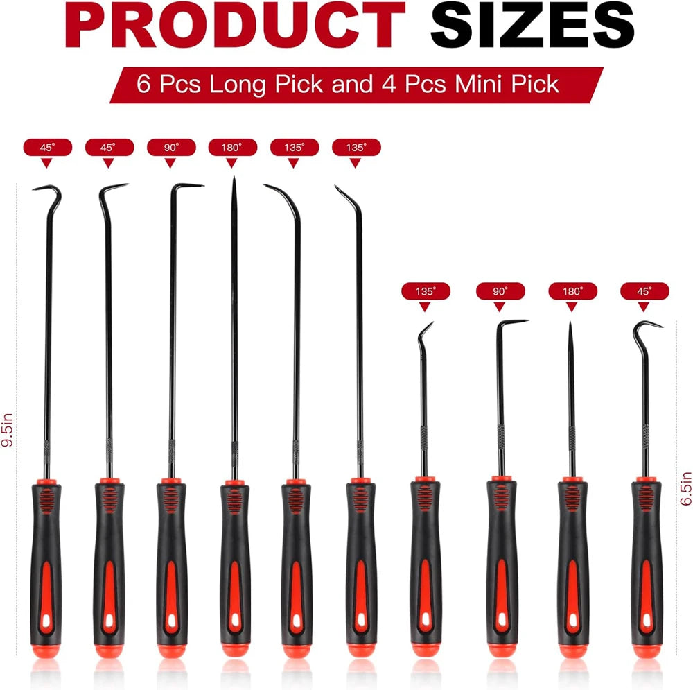 4-Piece Oil Seal Hook Removal Tool Set for O-Rings and Gaskets