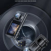 A black HD driving recorder with three cameras is shown inside a car, featuring front and back recording capabilities.