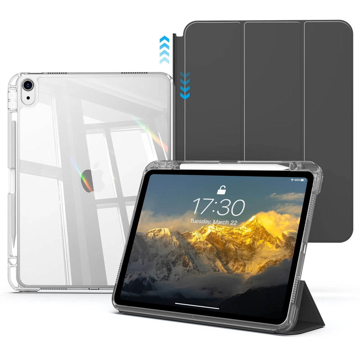 Clear Hard Back Case for iPad with Detachable Sliding Cover