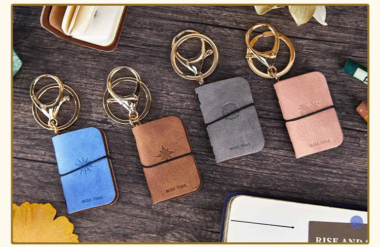 Mini PU Leather Journal Keychain with Keyring