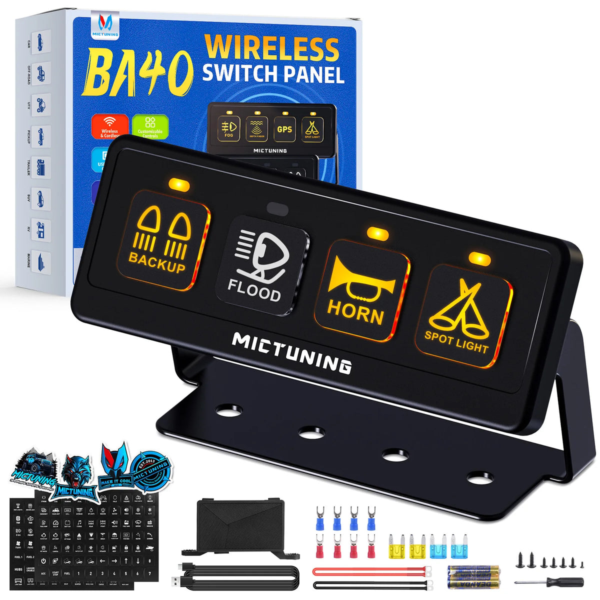 Wireless 4-Gang Switch Panel for 12V/24V Vehicles