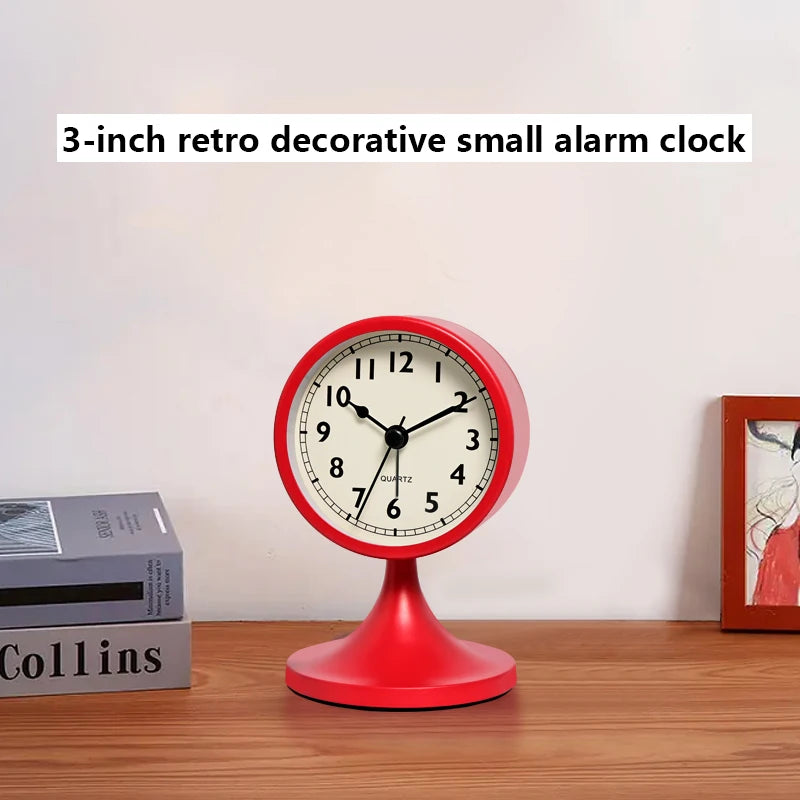 Nordic Metal Round Alarm Clock with Silent Movement and Nightlight