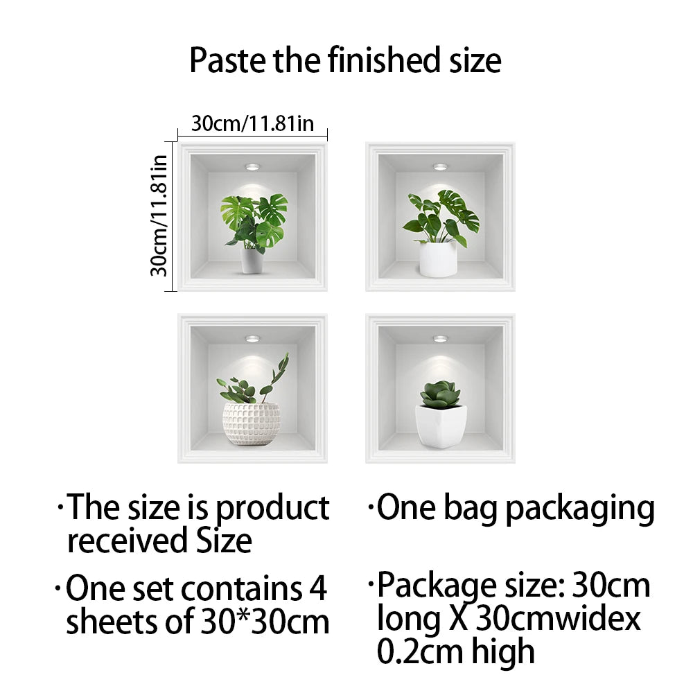 Self-Adhesive PVC Plant Wall Stickers – Waterproof & Oil-Resistant Decor for Cabinets, Tiles & More