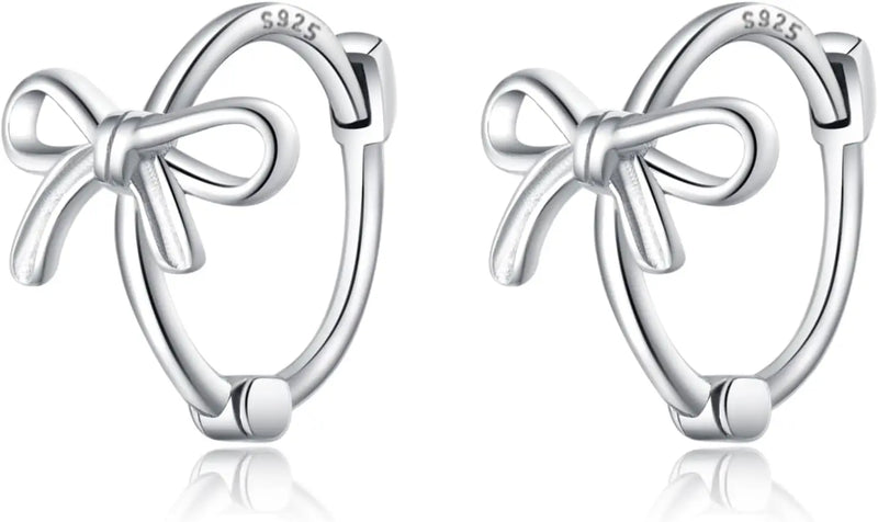 Sterling Silver Bow Hoop Earrings