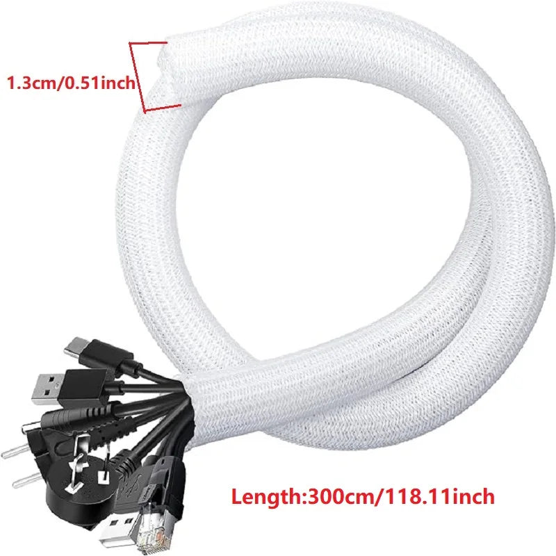 Expandable Braided Cable Sleeve for Desk & Home Organization