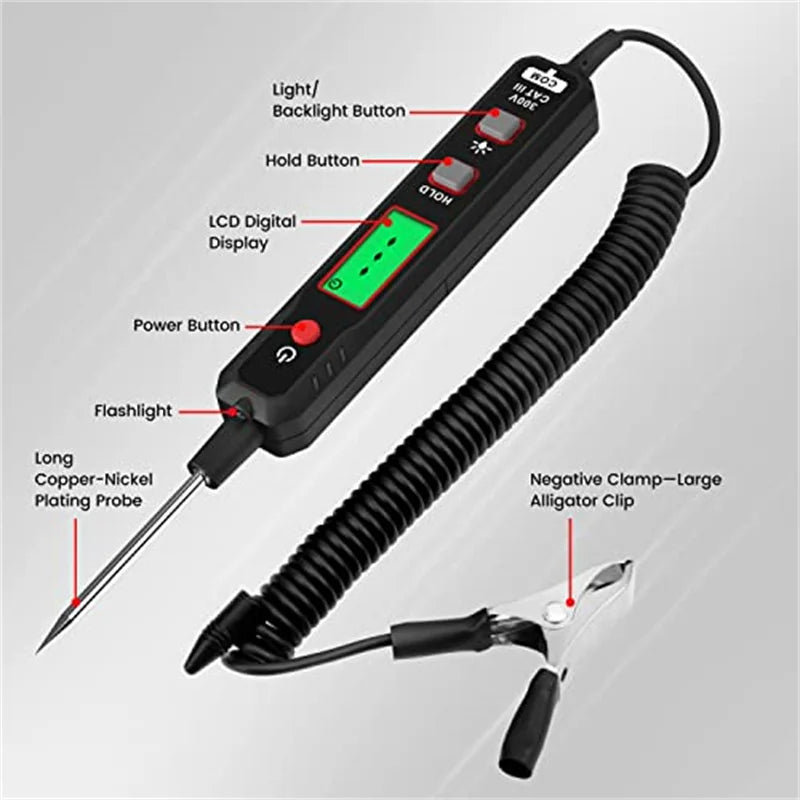 Smart Digital Circuit Tester with LED Display and Flashlight