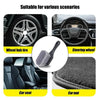 A set of tools including a wheel hub tire cleaning brush, steering wheel cleaning tool, car seat cover, and car mat.