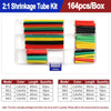 A box of heat shrink tubing kits showing various colors and lengths organized in compartments.