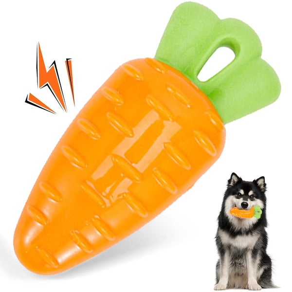 Durable Squeaky Carrot Dog Toy for Aggressive Chewers