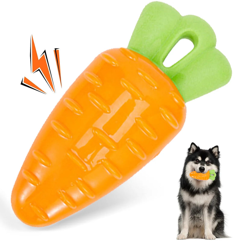 Durable Squeaky Carrot Dog Toy for Aggressive Chewers