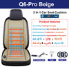 Q6-Pro Beige 3 in 1 car seat cushion featuring heating, cooling, and massage functions