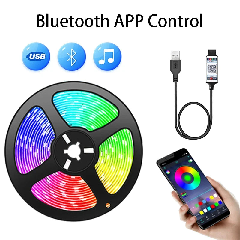 Smart RGB LED Strip Lights with USB Power & App Control
