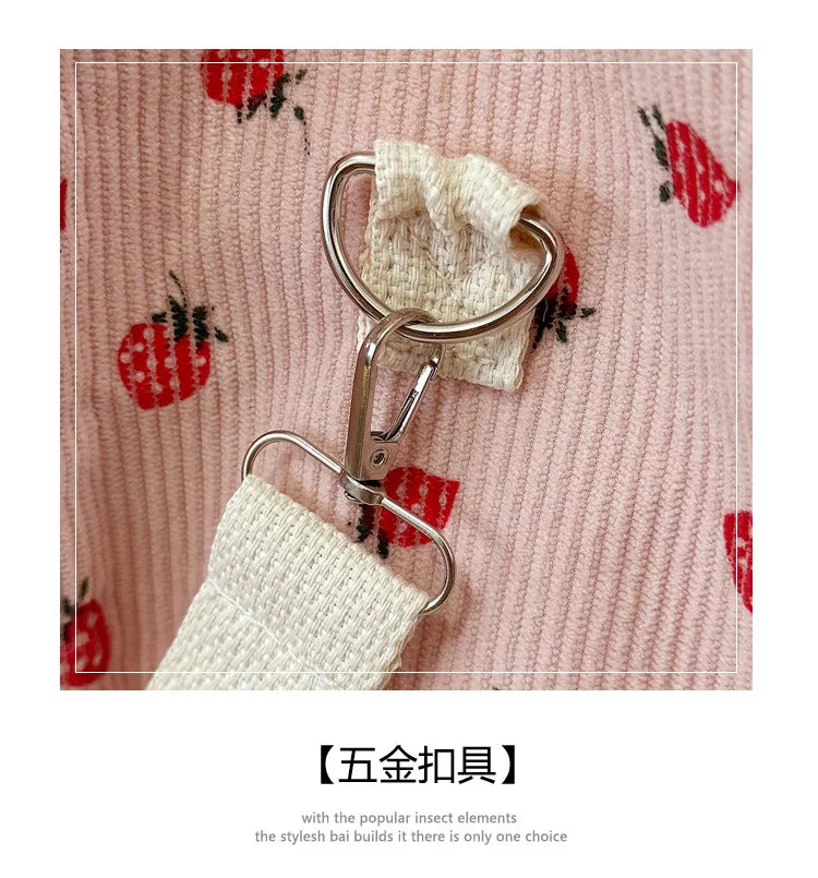 Strawberry Bowknot Canvas Tote Bag
