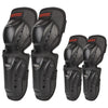 Set of black impact-resistant motorcycle knee and elbow protective pads
