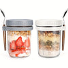 Borosilicate Glass Overnight Oats Jar with Lid and Spoon