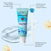 A tube of Oralhoo Instant Fresh with breath tongue coating gel and a corresponding cleaning brush for sensitive tongue surfac