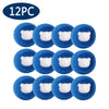 Twelve blue reusable laundry balls used for pet hair and lint removal.