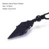 Geometric Natural Stone Pendant Necklace with Adjustable Leather Cord