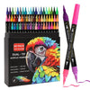 A box of 60 dual-tip acrylic paint markers featuring an toucan design, showing various bright colors.